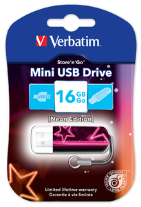    Verbatim 16Gb Mini Neon Edition 49396 pink - 