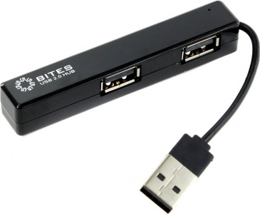   USB- 5bites HB24-204BK (4x USB 2.0, ), Black - 