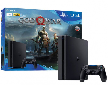   SONY PlayStation 4 Slim 1  (CUH-2108B), Black +  God of War