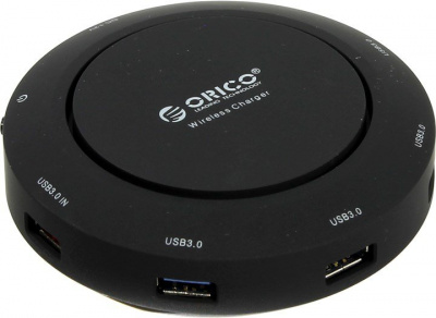   Orico HCP-5US-BK (4xUSB 2.4A, USB-Hub, Qi)