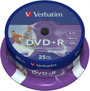 DVD- Verbatim 4.7 Gb, 16x, Printable, Cake Box (25)