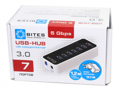   USB- 5bites 7  USB 3.0 (HB37-305PWH) Black-White - 