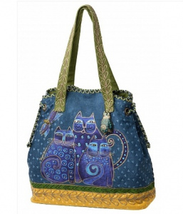   Laurel Burch Indigo cat family (726)