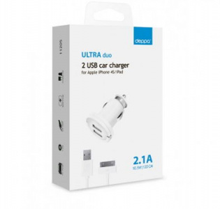   Deppa 2.1A + Apple 30-pin cable (11205) White