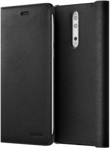   - Nokia 8 Leather Flip Cover Black - 