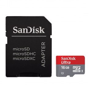     Sandisk Ultra microSDHC 16GB UHS-I + SD-, Android - 