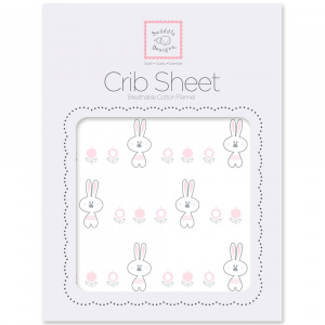      SwaddleDesigns Fitted Crib Sheet Pstl Pink Garden Bunnie - 