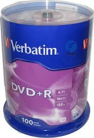 CD- DVD+R Verbatim 4,7 Gb 16x Cake Box 100