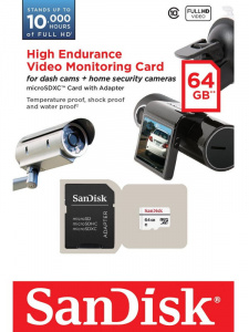     SanDisk High Endurance Video Monitoring microSDXC 64Gb Class 10 + SD-   - 