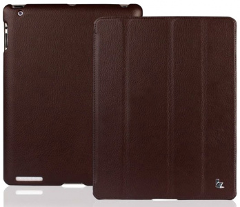  JisonCase Smart Leather Cover Brown for iPad 2