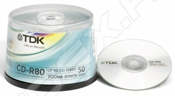 CD- CD-R TDK 700Mb 52x Cake Box