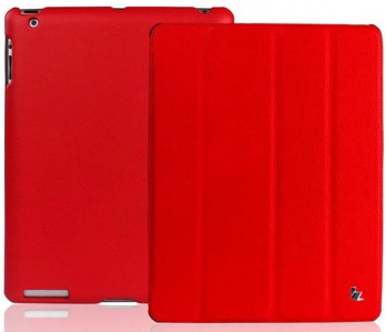  JisonCase Smart Leather Cover DarkRed for iPad 2