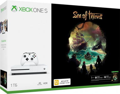   Microsoft Xbox One S 1  (234-00334), White +  Sea of Thieves