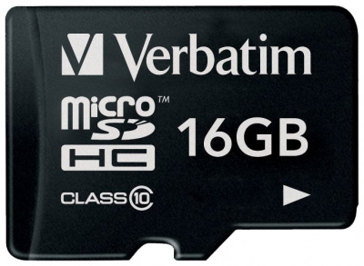     Verbatim MicroSDHC 44010 (16 Gb), black - 