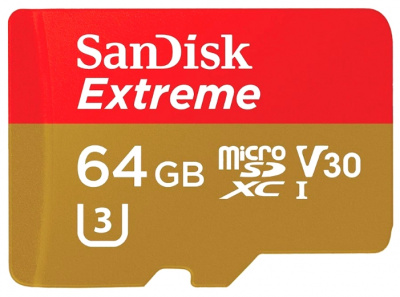     SanDisk Extreme microSDXC Class 10 UHS Class 3 V30 90MB/s 64Gb + adapter - 