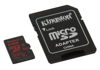     Kingston microSDXC 64Gb, UHS-I U3 + SD- - 