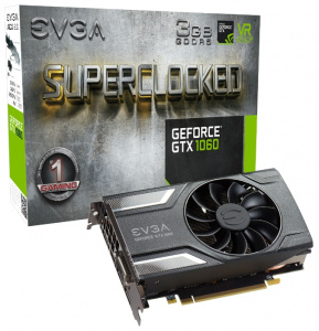 EVGA GeForce GTX 1060 1607Mhz 3072Mb