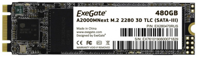 SSD- ExeGate Next EX280470RUS M.2 2280 480GB A2000TS480 (SATA-III, 22x80mm, 3D TLC)