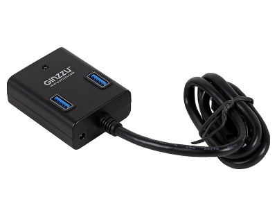   USB- Ginzzu GR-384UAB USB 3.0 (4 port + adapter), black - 