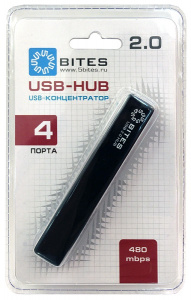   USB- 5bites HB24-204BK (4x USB 2.0, ), Black - 