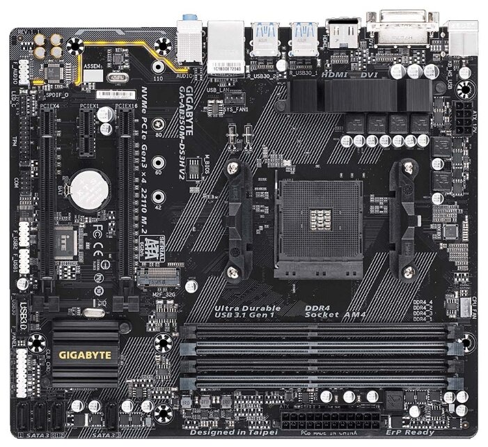 Материнская плата Gigabyte GA-AB350M-DS3H V2 microATX (mATX), чипсет ...