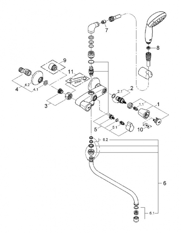 Как разобрать переключатель душа на смесителе grohe Смеситель Grohe 26792001 Costa S с душевым гарнитуром, хром
