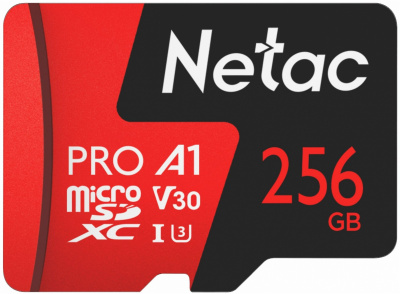 ���� ������ ����� ������ Netac MicroSDXC 256GB P500 Extreme Pro V30/A1/C10 up to 100MB/s, ������ ��������-�������� ������������