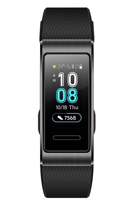 Фитнес-браслет Huawei Band 3 Pro (TER-B19) Black фитнес-браслет, Android  4.4, iOS 9 датчики: акселерометр, гироскоп, встроенный пульсометр с  возможностью постоянного измерения пульса