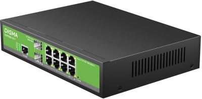 ���������� Digma DSW708G-2S-T ������, (L2+) 8x1����/� 2SFP �����������