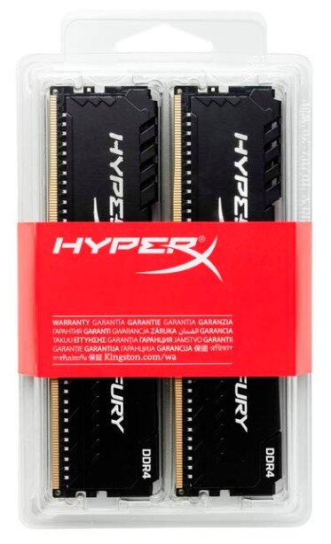 Оперативная память HyperX FURY Black HX430C15FB3K4/32 DDR4 32Gb 3000Mhz  DDR4, 32 Гб (3000 МГц), модулей 4 • DIMM