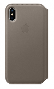    Apple iPhone X Leather Folio (MQRY2ZM/A), Taupe - 