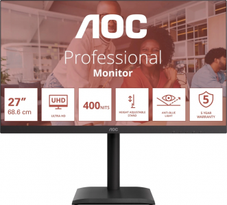 ���� ������ ������� 27" AOC U27E4CV ������ 3840x2160/60Hz/IPS/HDMI/DP ��������-�������� ������������