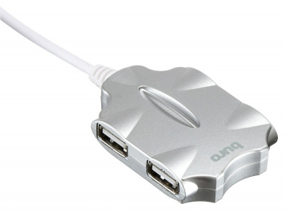 ���� ������ USB-��� USB 2.0 Buro BU-HUB4-0.5-U2.0-Candy, silver ��������-�������� ������������