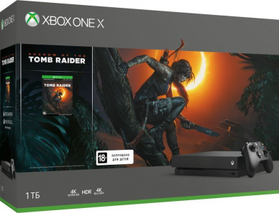   Microsoft Xbox One X 1  (CYV-00106), Black +  Shadow of the Tomb Raider + 1  Game Pass; 14  Xbox Live Gold