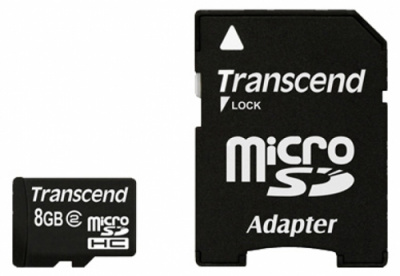 Фото товара Карта памяти Transcend microSDHC 8Gb + SD-адаптер (TS8GUSDHC2) интернет-магазина ТопКомпьютер