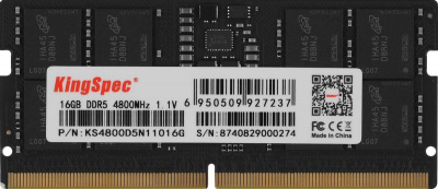   DDR5 16GB 4800MHz Kingspec KS4800D5N11016G RTL PC5-38400 CL40 SO-DIMM 288-pin 1.1 single rank Ret